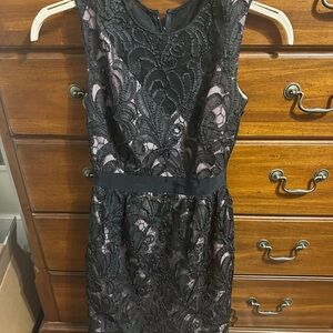 Carmen Marc Valvo Black Lace Midi Dress